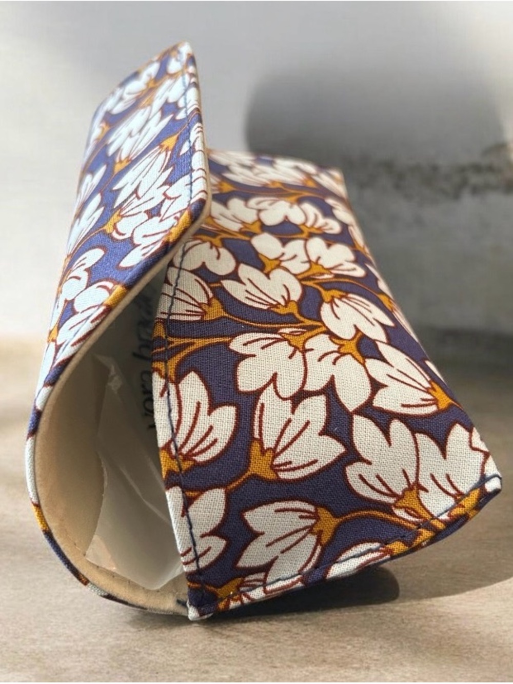 Vera Bradley Floral Cosmetic Case in Navy, White & Gold